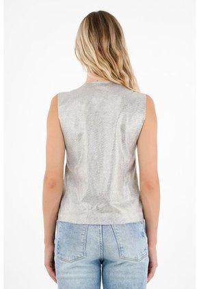Camiseta Gris Con Detalles Brillantes Para Mujer