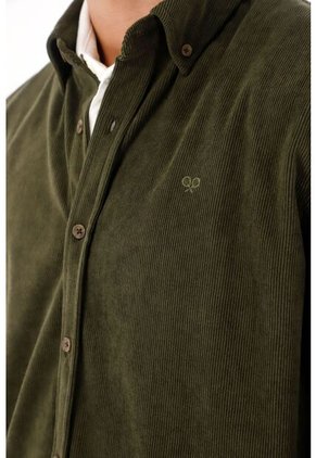 Tennis Camisa Con Textura Tipo Corduroy Verde Para Hombre