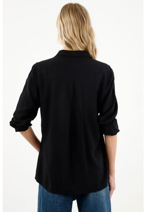 Tennis Camisa Manga Larga Negra Para Mujer