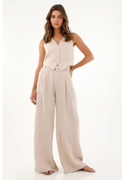 Tennis Chaleco En 100% Lino Crudo Para Mujer