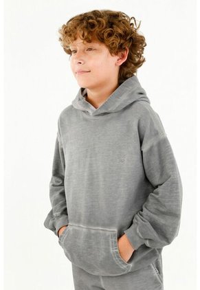 Buzo Tipo Hoodie Gris Para Niño