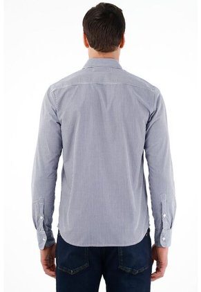 Camisa Cuello Francés Azul Para Hombre