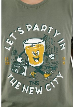 Camiseta Con Estampado Localizado Verde Para Hombre