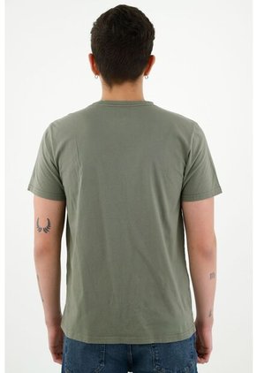 Camiseta Con Estampado Localizado Verde Para Hombre