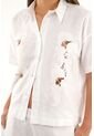 Tennis Camisa Color Crudo Con Bordado Para Mujer de Tennis
