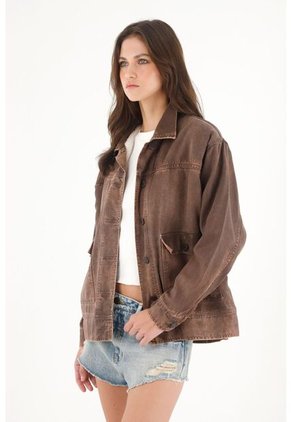 Tennis Abrigo Oversize En Dril Café Para Mujer