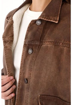 Tennis Abrigo Oversize En Dril Café Para Mujer