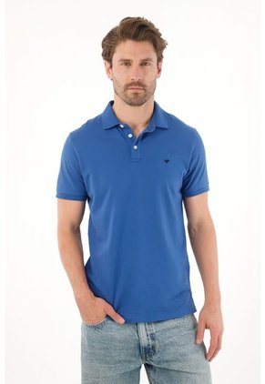 Tennis Polo En Tela Piqué Licra Azul Para Hombre