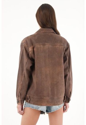 Tennis Abrigo Oversize En Dril Café Para Mujer