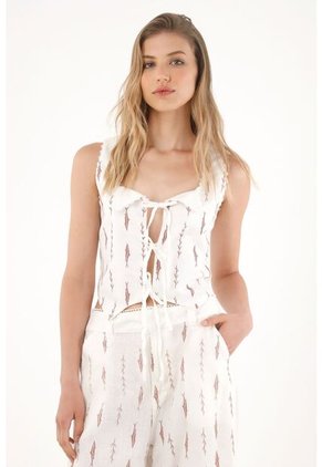 Tennis Camisa Manga Sisa Con Detalles De Encaje Estampada Para Mujer