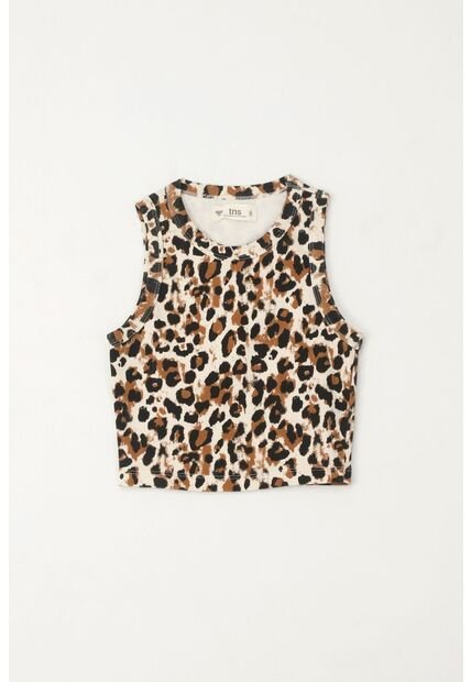 Camiseta Crop De Estampado Animal Print Para Niña