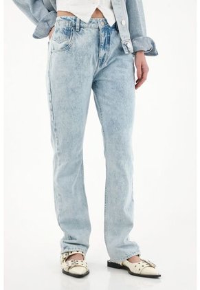 Tennis Jean Recto Tiro Medio Azul Claro Para Mujer