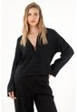 Tennis Camisa Negra Manga Larga 100% Lino Para Mujer de Tennis