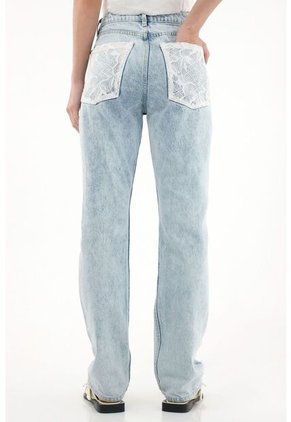 Tennis Jean Recto Tiro Medio Azul Claro Para Mujer