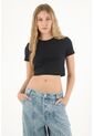 Tennis Camiseta Manga Corta De Largo Crop Negra Para Mujer de Tennis
