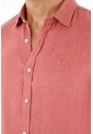 Camisa Manga Corta En 100% Lino Naranja Para Hombre de Tennis