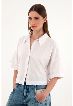 Tennis Camisa Blanca Cuello Clásico Para Mujer
