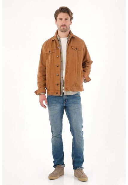 Tennis Abrigo Tipo Trucker Con Teñido Vintage Café Para Hombre