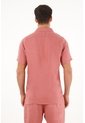 Camisa Manga Corta En 100% Lino Naranja Para Hombre de Tennis