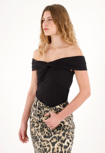 Camiseta Ajustada De Escote Bandeja Para Mujer