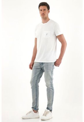 Tennis Jean Skinny De Tiro Medio Tono Claro Para Hombre