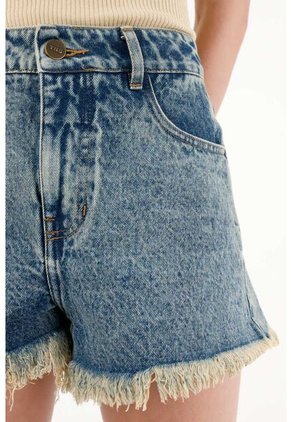 Tennis Bermuda Corta Tiro Alto Azul Para Mujer