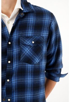 Tennis Camisa Leñadora A Cuadros Azul Para Hombre