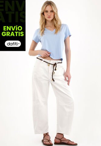 Tennis Camiseta Básica Cuello En V Azul Para Mujer Tennis