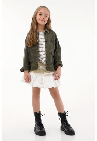 Falda Corta Con Estampado Militar Para Niña Tennis