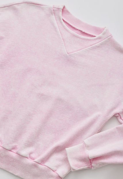 Buzo Rosado Con Efecto Desgaste Para Niña