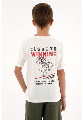 Camiseta Básica Crudo Con Estampado De Tigre Para Niño