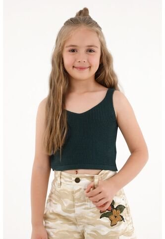 Camiseta Manga Sisa Verde Tejida Para Niña Tennis