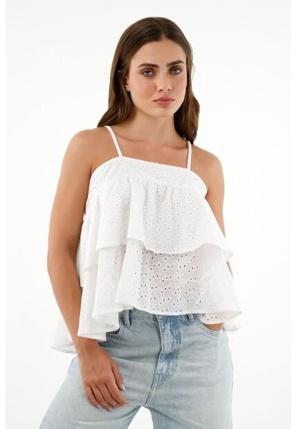 Tennis Camisa Crudo En Ojalillo Para Mujer