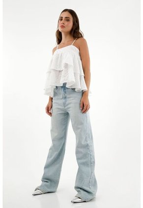 Tennis Camisa Crudo En Ojalillo Para Mujer