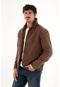 Abrigo Con Cuello En Corduroy Café Para Hombre de Tennis