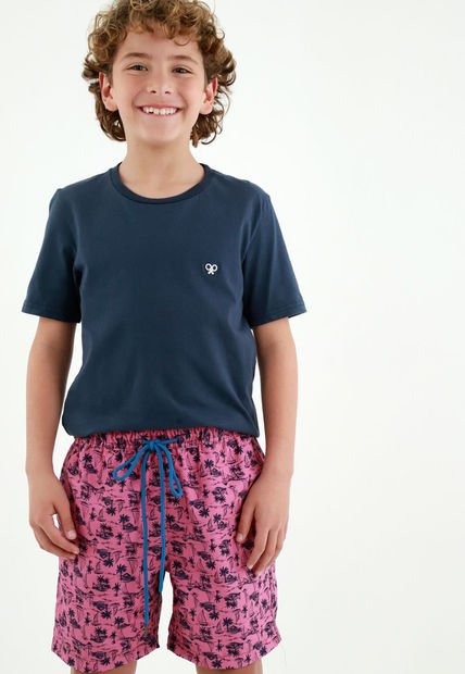 Pantaloneta Rosada Estampada Para Niño