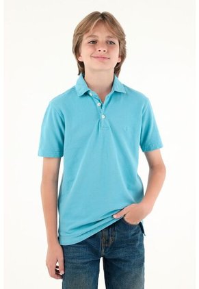 Polo Azul Manga Corta Para Niño
