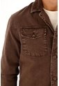 Abrigo Con Cuello En Corduroy Café Para Hombre de Tennis