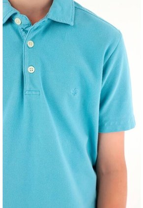 Polo Azul Manga Corta Para Niño