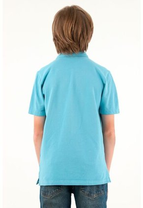 Polo Azul Manga Corta Para Niño