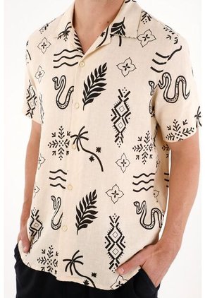 Tennis Camisa Tipo Bowling Con Estampado Para Hombre