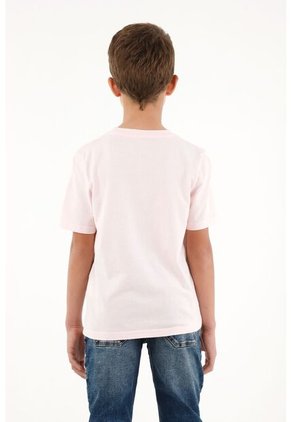 Camiseta Con Bordado Localizado Rosada Para Niño
