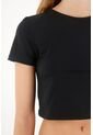 Tennis Camiseta Manga Corta De Largo Crop Negra Para Mujer de Tennis