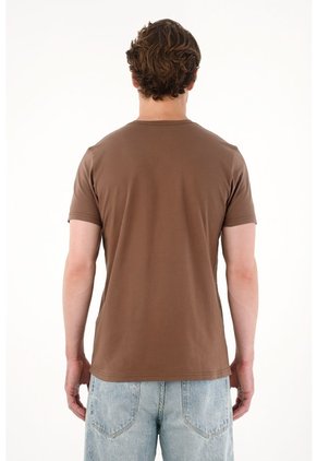 Tennis Camiseta Manga Corta Con Raqueta Bordada Café Para Hombre