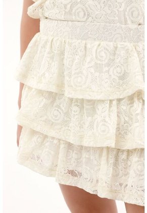 Falda En Tejido De Encaje Crudo Para Niña