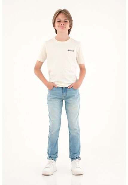 Jean Slim Tono Claro Con Arrugas 3D Para Niño