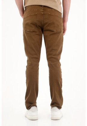 Pantalón Recto Cinco Bolsillos Café Para Hombre