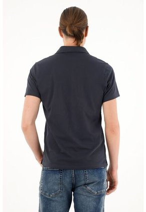 Tennis Polo Azul Con Raqueta Bordada Para Hombre