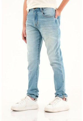 Jean Slim Tono Claro Con Arrugas 3D Para Niño