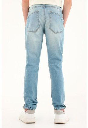 Jean Slim Tono Claro Con Arrugas 3D Para Niño